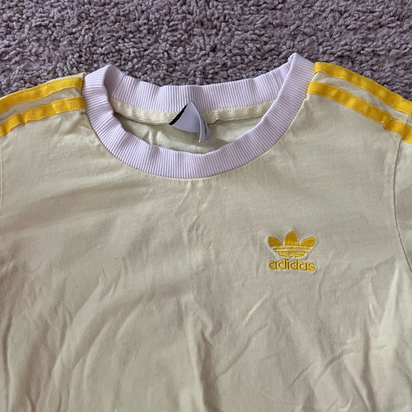 EUC Retro Vintage Adidas Yellow 3 Stripe Top XS - Picture 2 of 7